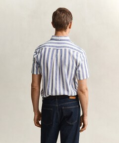 Heren overhemd korte mouw blauw