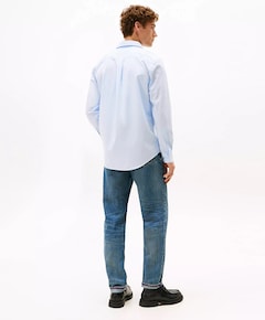 Heren overhemd lange mouw blauw