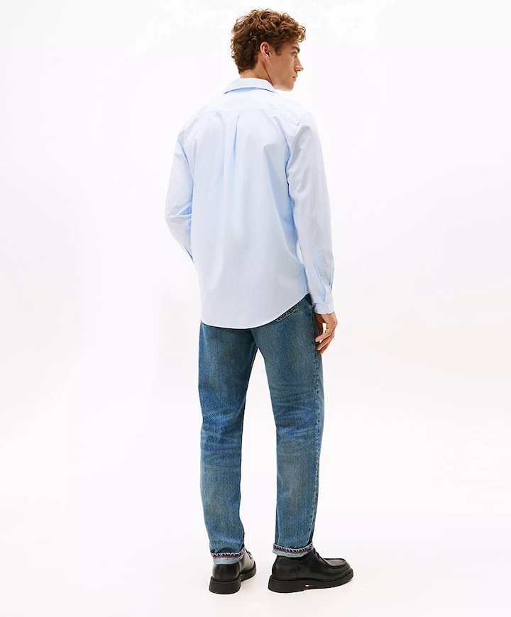 Heren overhemd lange mouw blauw