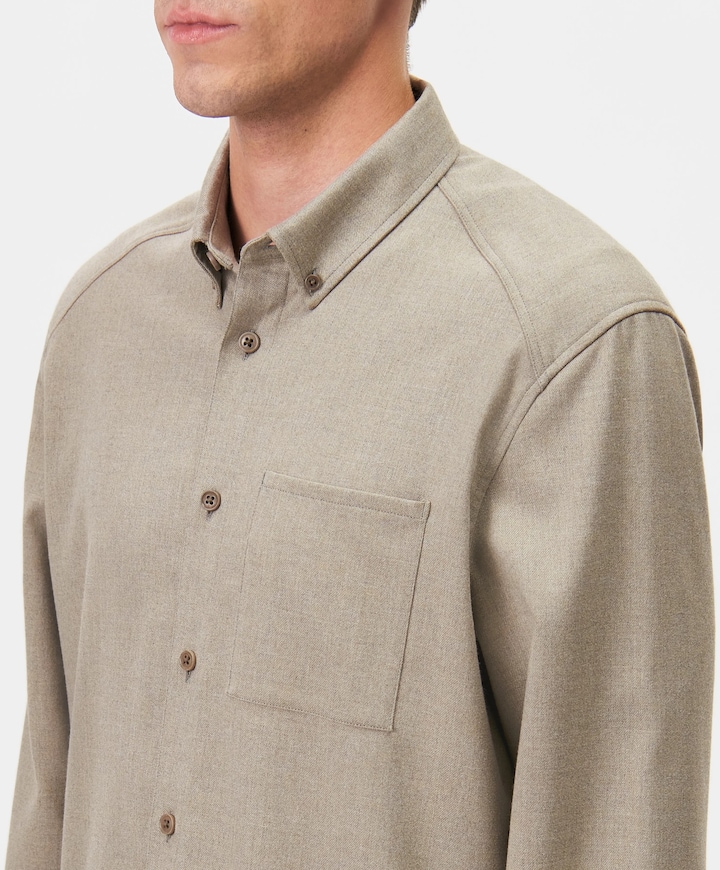 Heren overhemd lange mouw beige