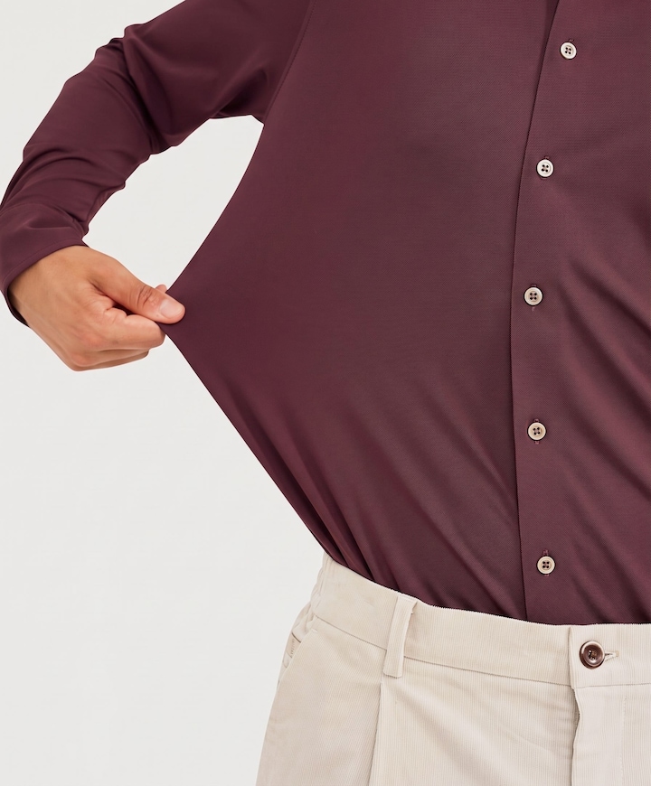 Heren overhemd lange mouw bordeaux