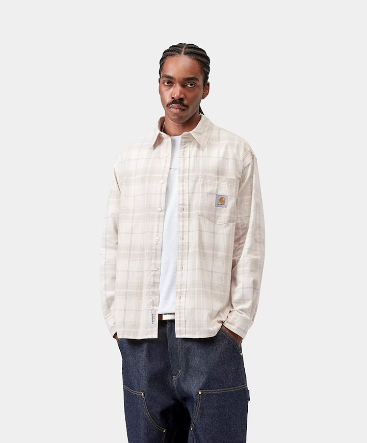 Heren overhemd lange mouw beige