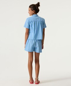 Meisjes blouse korte mouw blauw