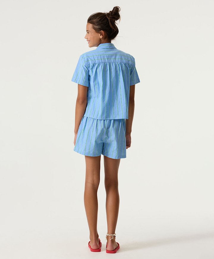 Meisjes blouse korte mouw blauw