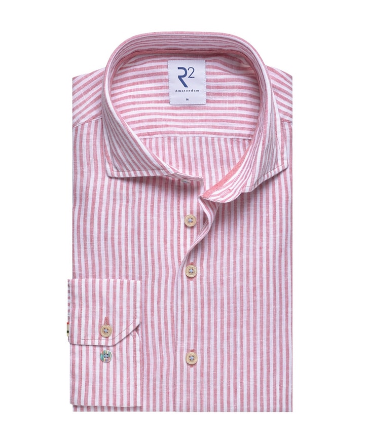 Heren overhemd lange mouw rood