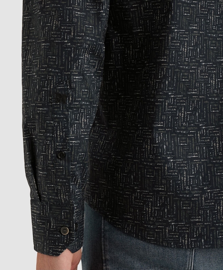 Heren overhemd lange mouw blauw