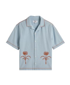 Heren overhemd korte mouw blauw