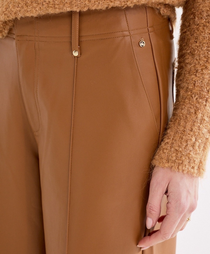 PU Pintuck dames broek bruin