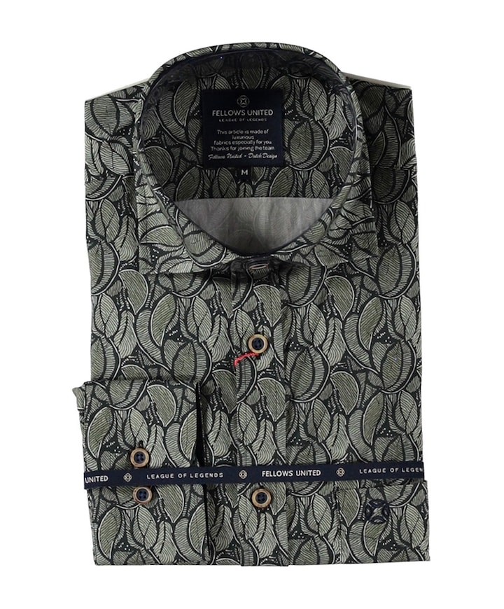 Heren overhemd lange mouw groen