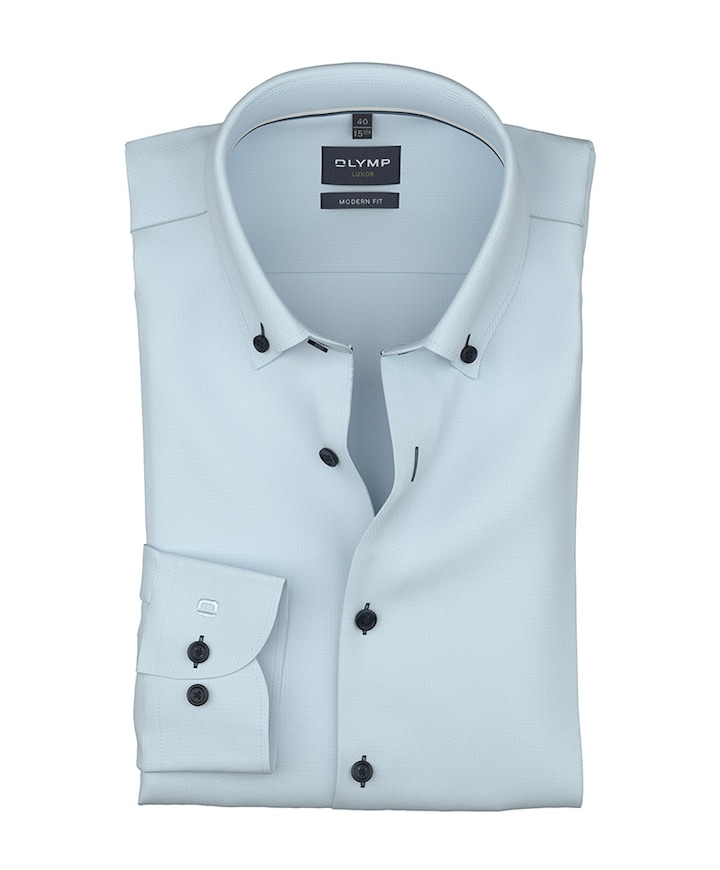 Heren overhemd lange mouw blauw