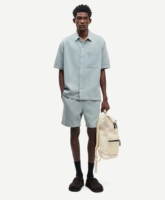 Heren overhemd korte mouw blauw