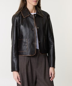 Dames leren jas blauw