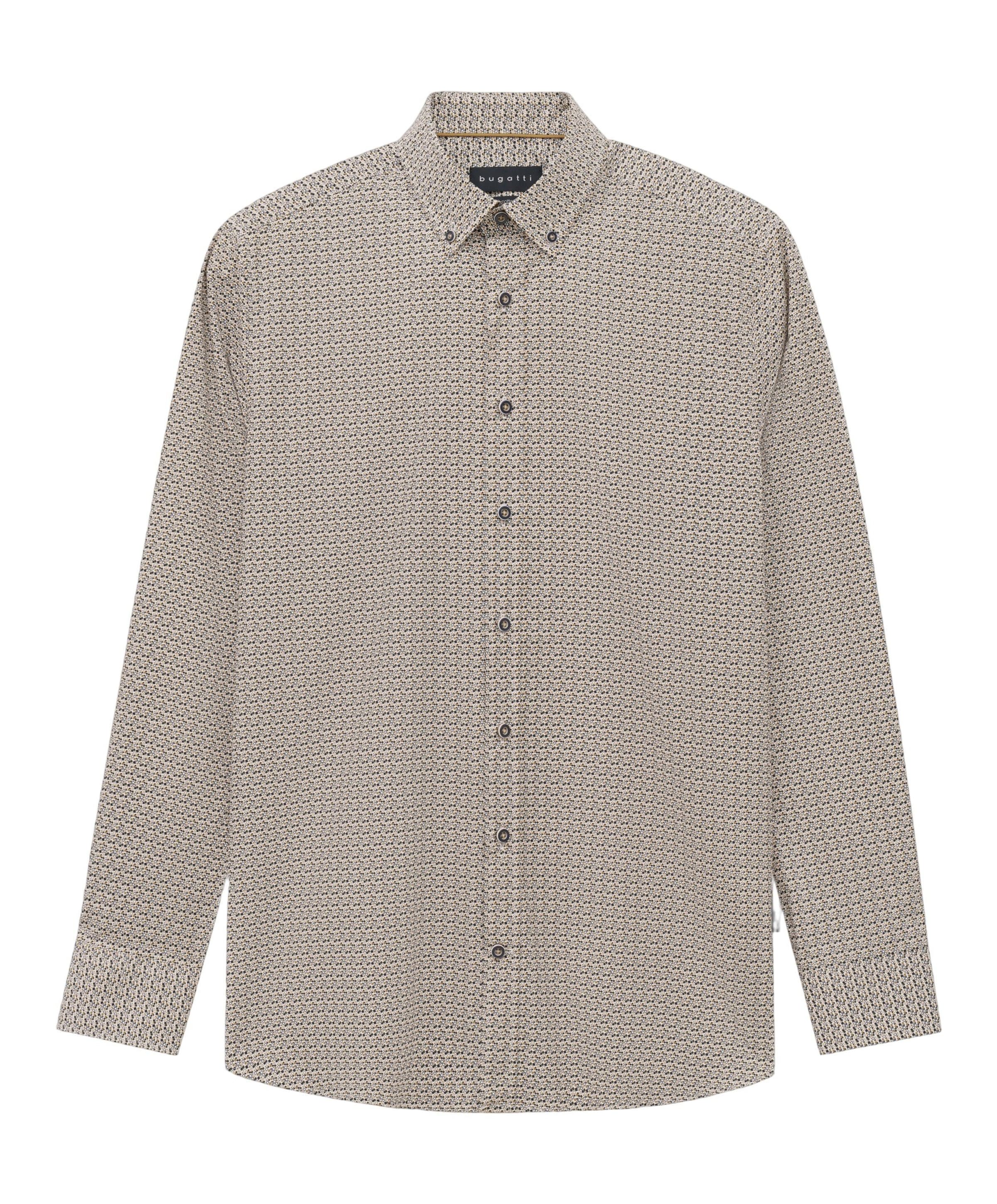 Heren overhemd lange mouw beige