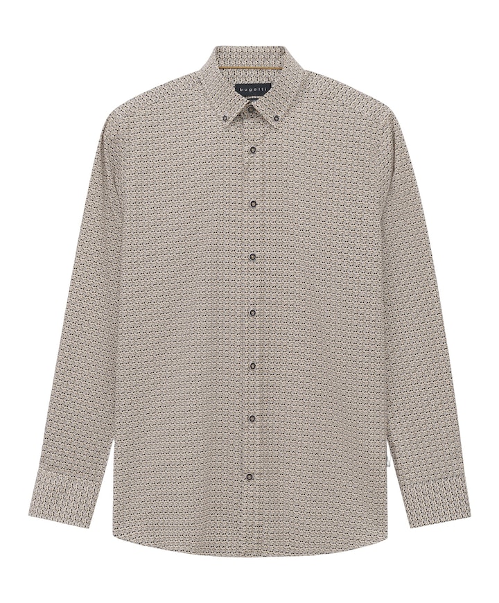Heren overhemd lange mouw beige