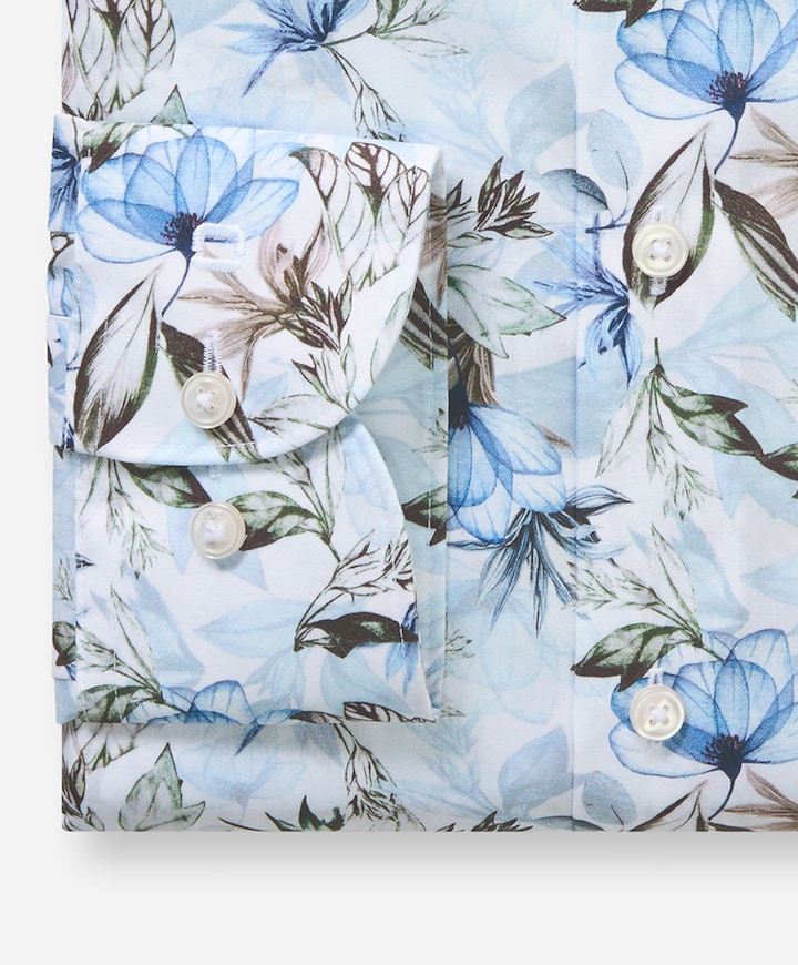 Heren overhemd lange mouw blauw