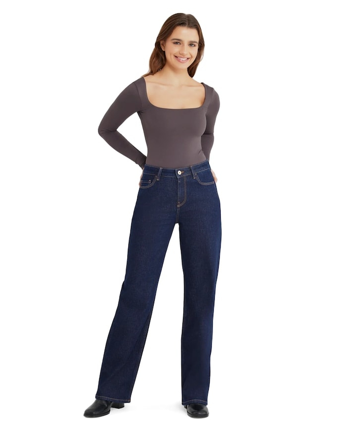 wide leg dames jeans blauw