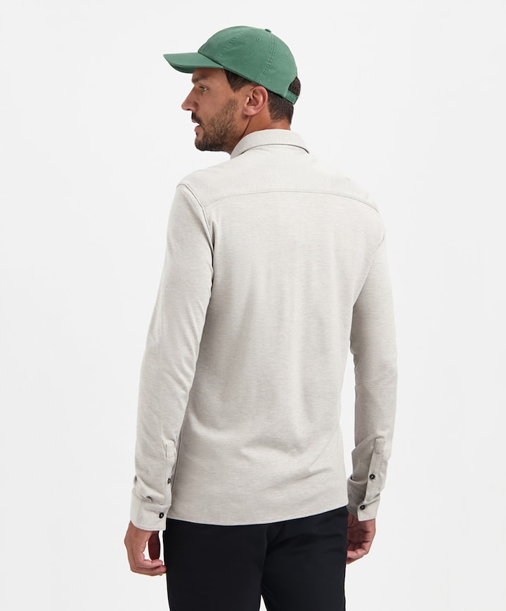 Heren overhemd lange mouw grijs