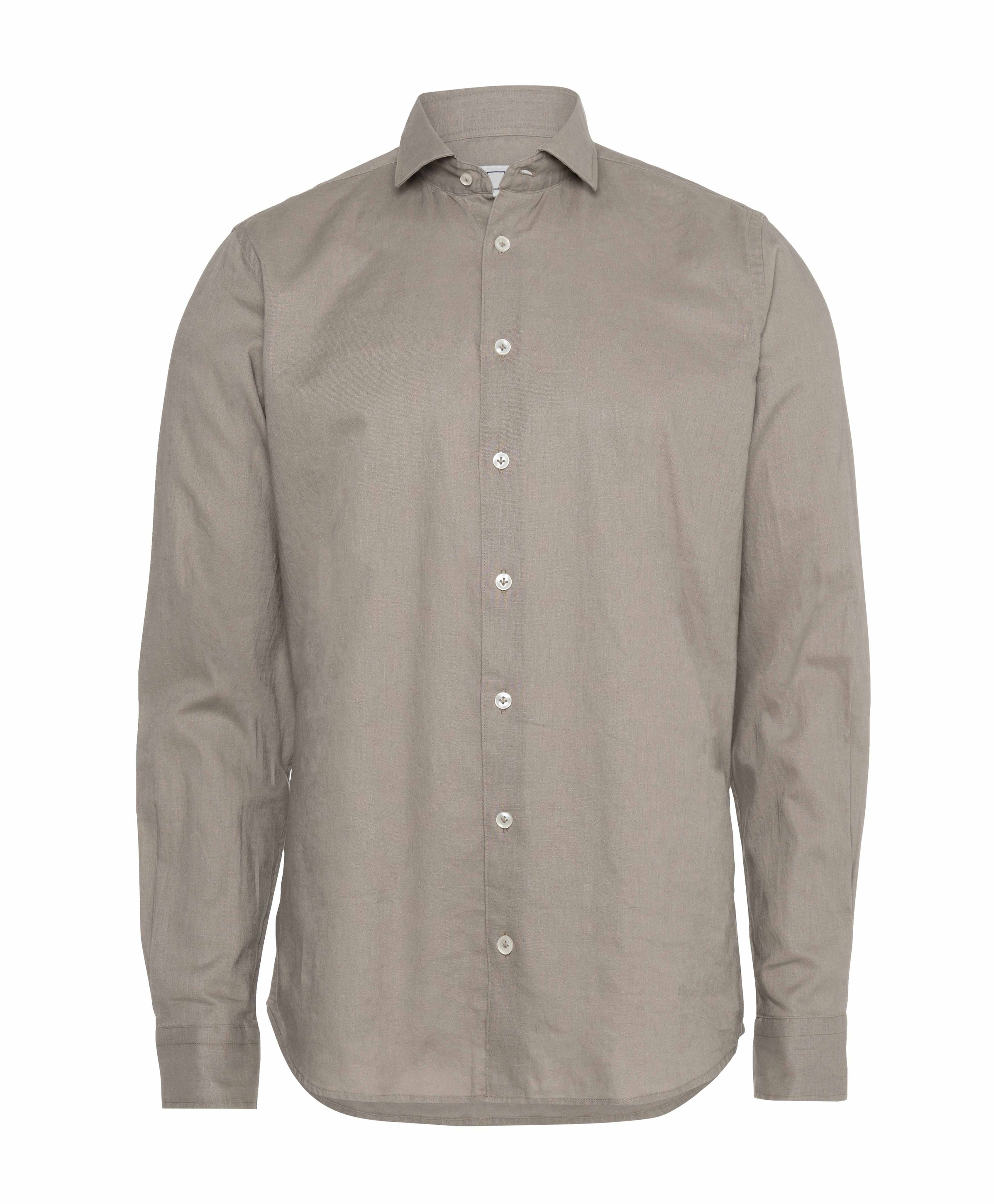 Heren overhemd lange mouw bruin