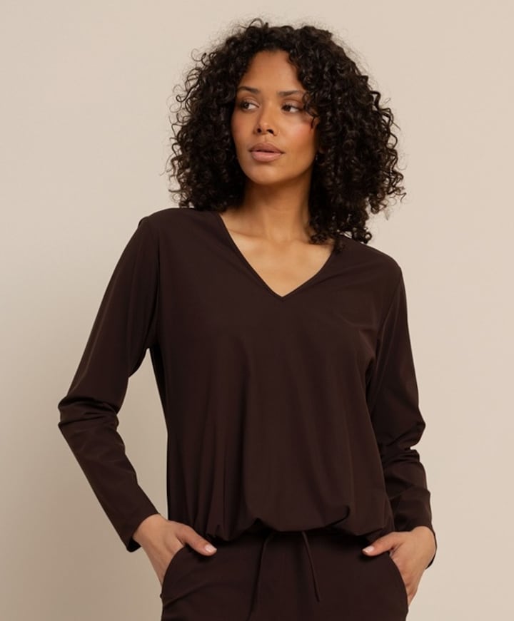 Dames longsleeve bruin