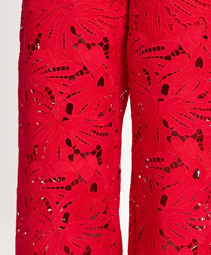 Lace Bloom dames broek rood