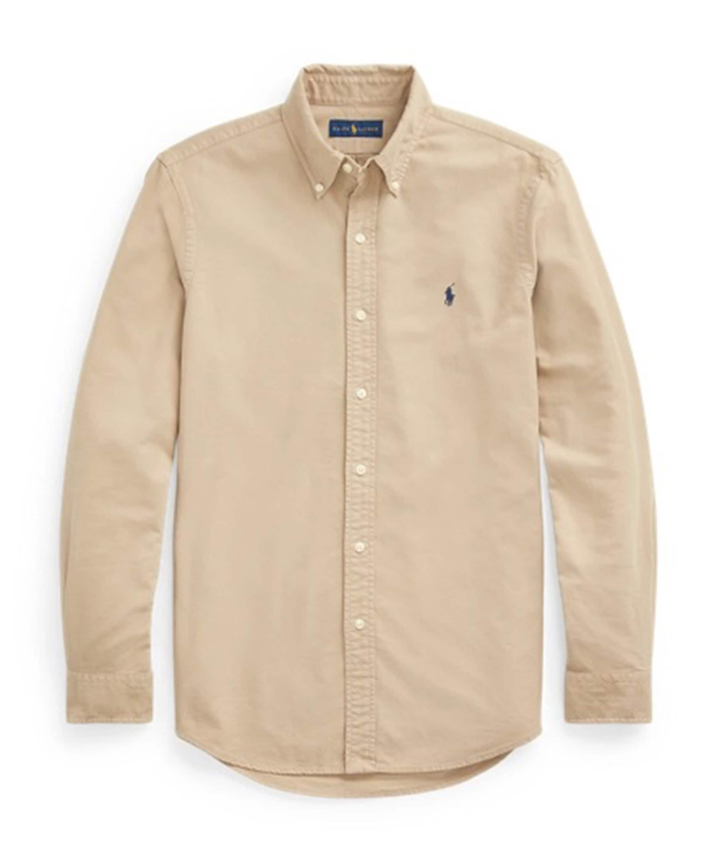 Heren overhemd lange mouw beige