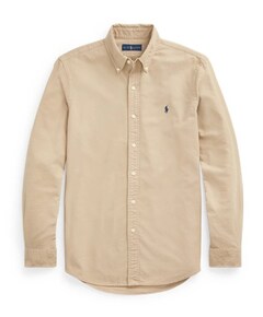 Heren overhemd lange mouw beige