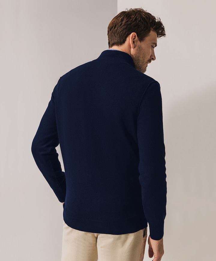 Heren trui met rits blauw