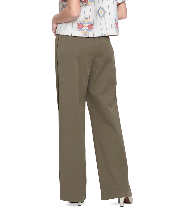 Wide piping dames broek groen