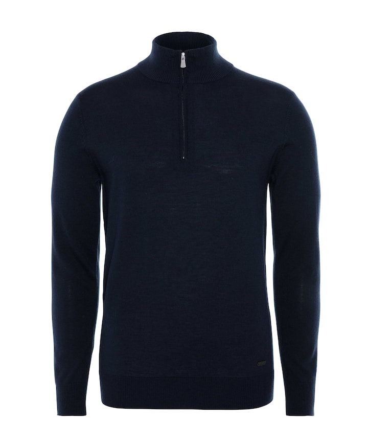 Heren trui met rits blauw