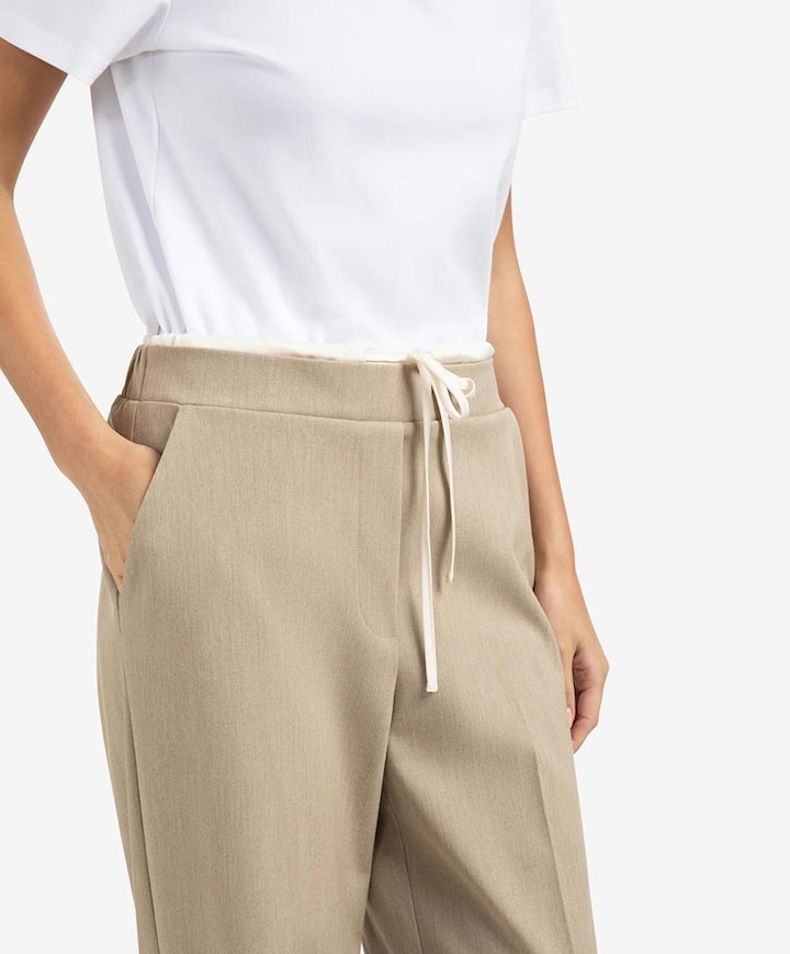Woven wide leg with c broek beige