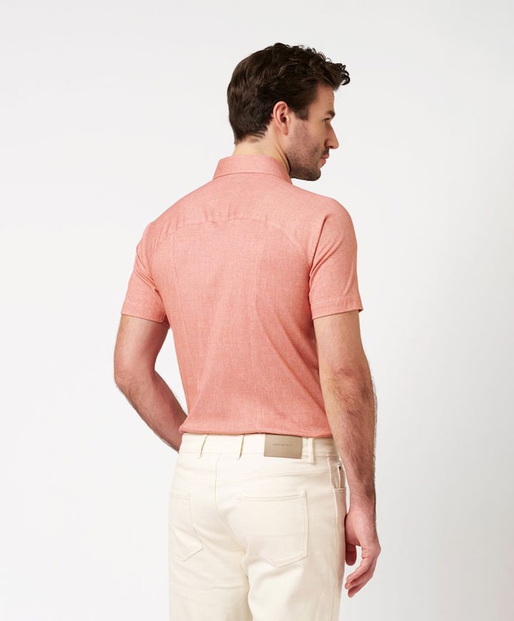 Heren overhemd korte mouw rood