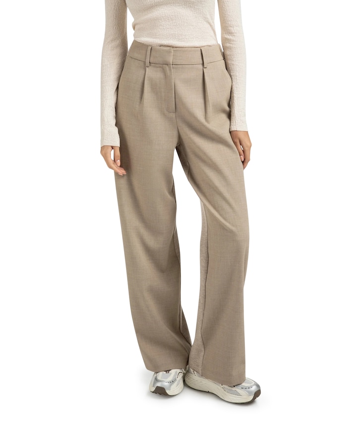 Woven wide leg  broek beige