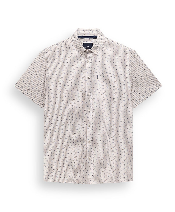 Heren overhemd korte mouw blauw