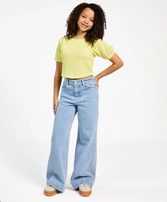 Meisjes blouse korte mouw geel