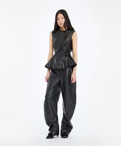 Barrel Leg Leather Pants dames broek zwart