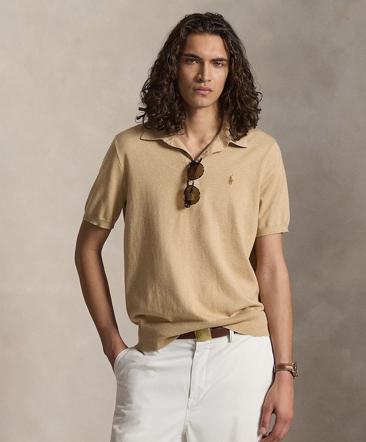 Heren polo beige