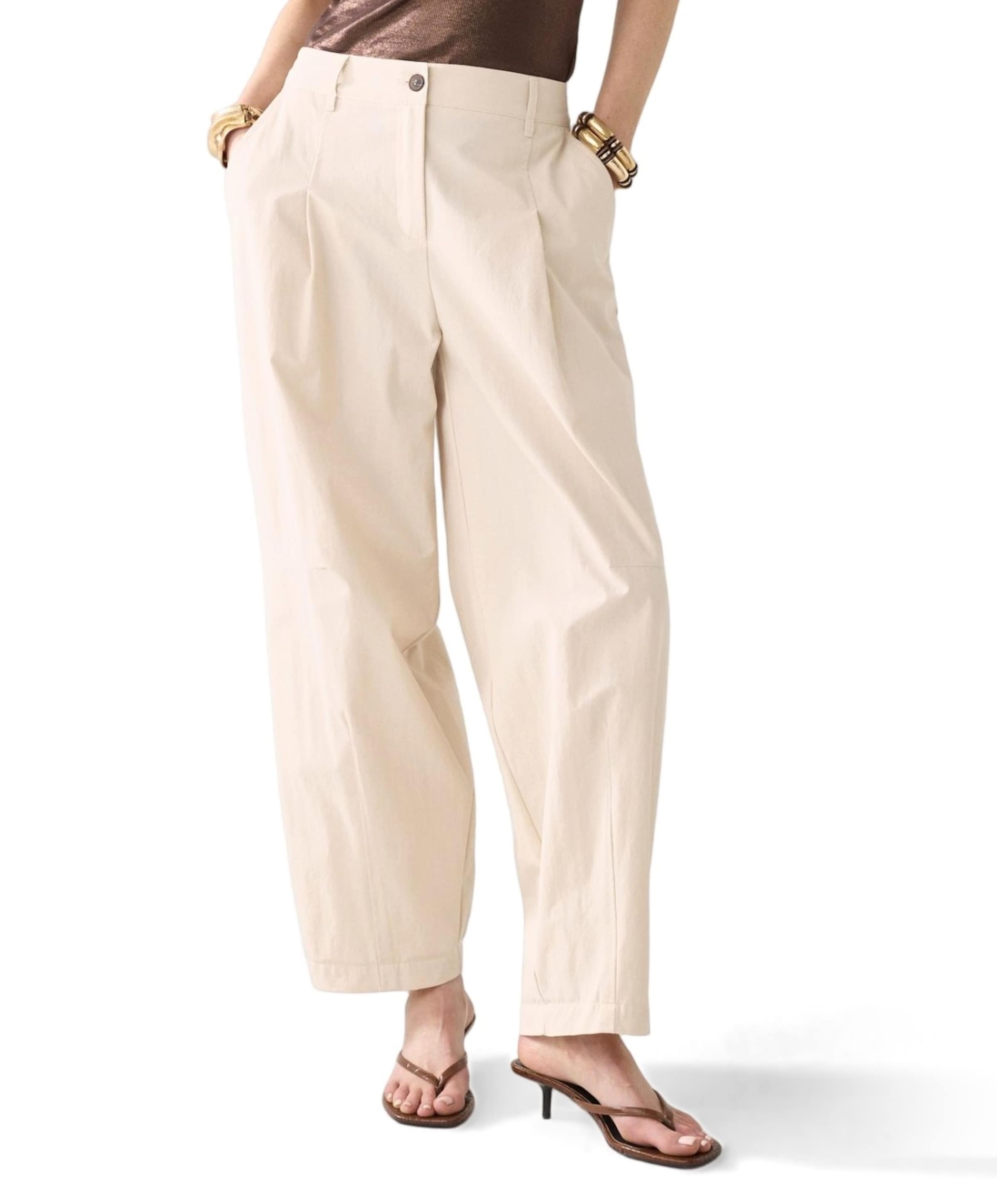 Balloon fit Cotton blend with approx 71cm dames broek ecru