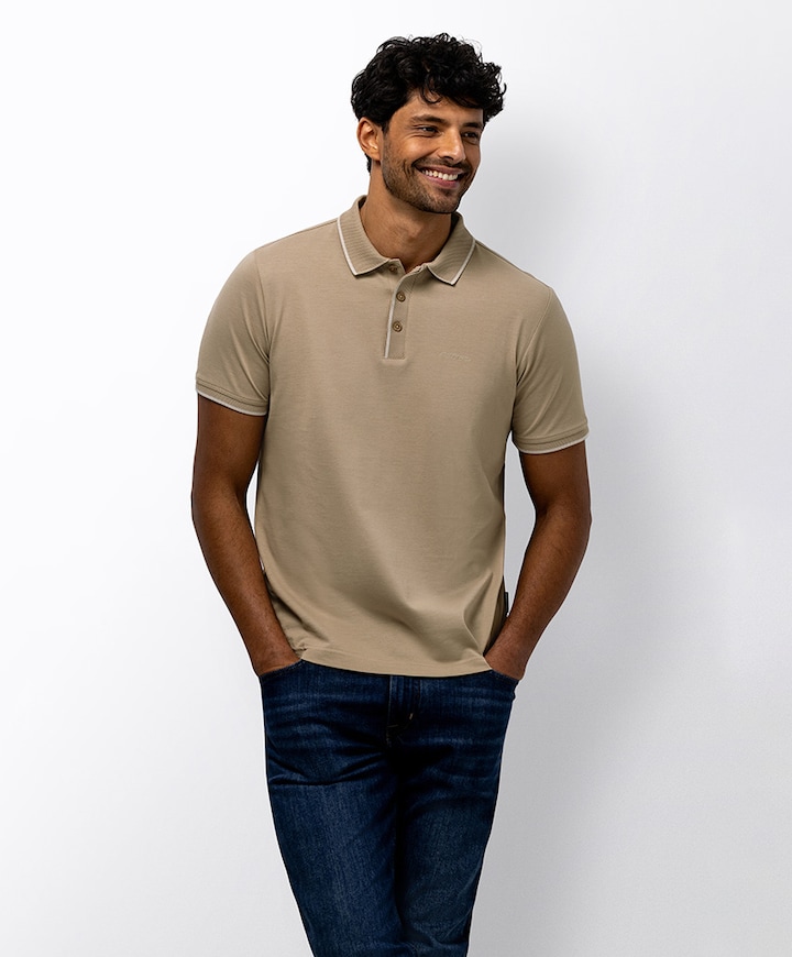 Heren polo beige