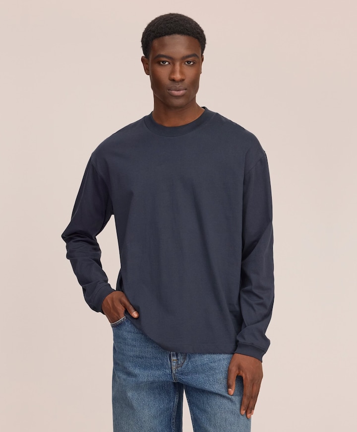 Heren longsleeve blauw