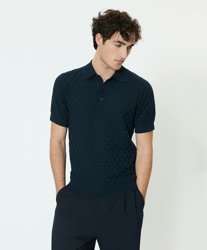 Heren polo blauw