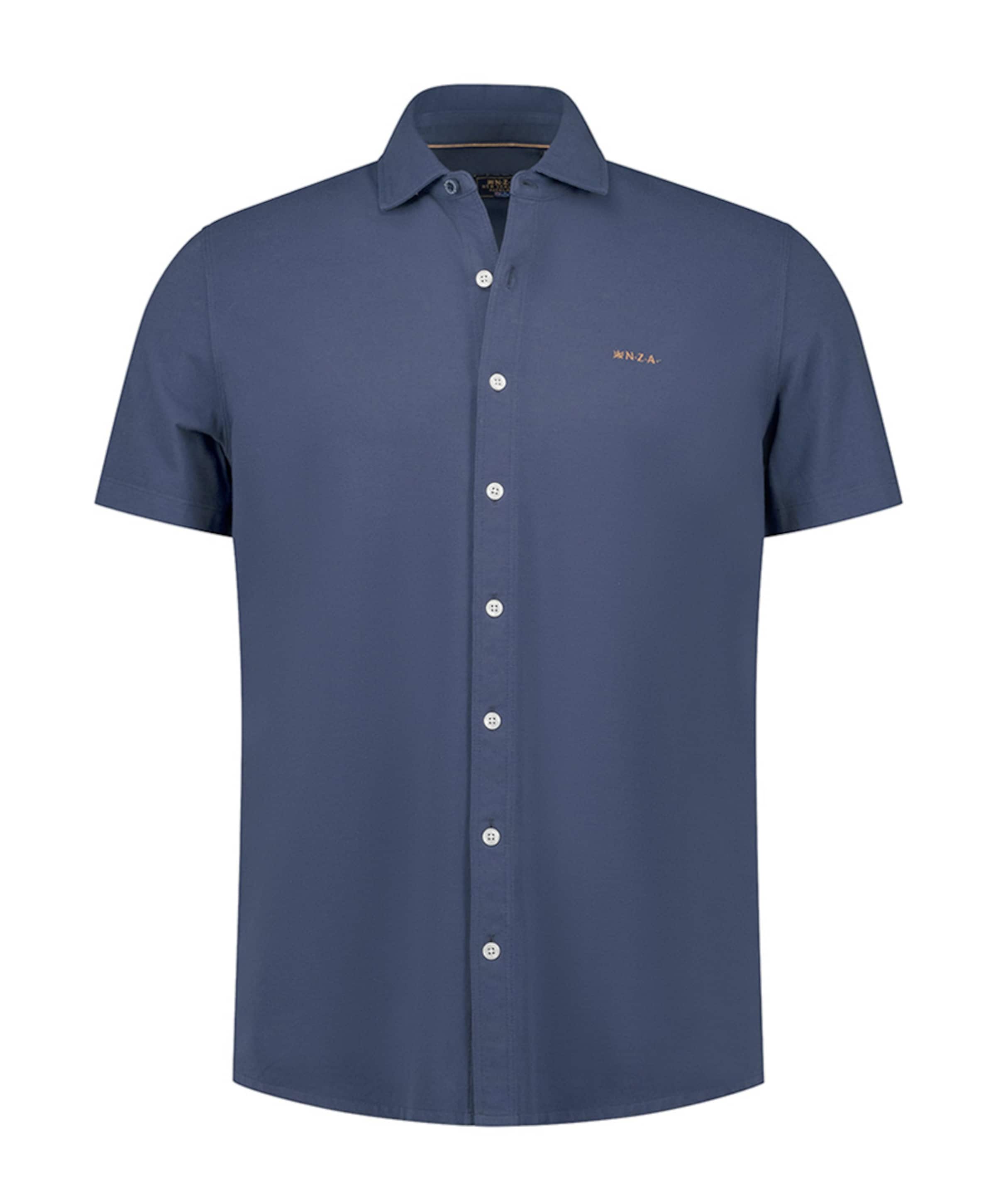 Heren overhemd korte mouw blauw
