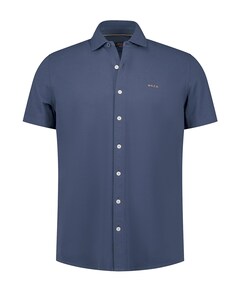 Heren overhemd korte mouw blauw