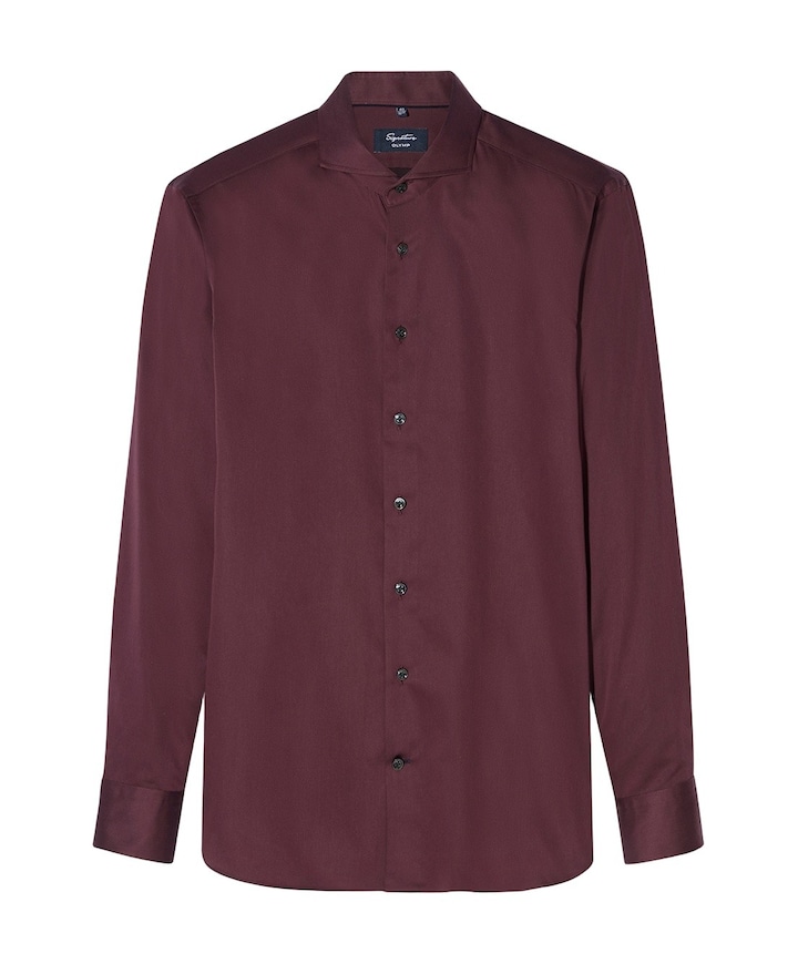 Heren overhemd lange mouw bordeaux