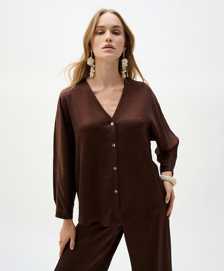 Dames blouse bruin