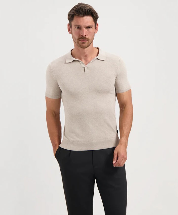 Heren polo beige