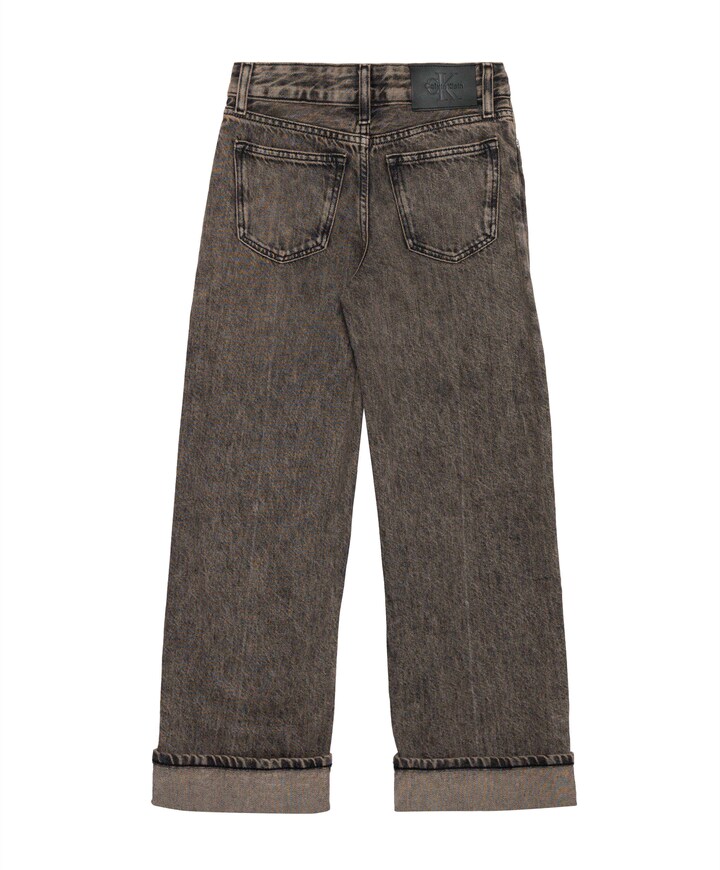 RELAXED WIDE LEG ONYX BLACK meisjes jeans grijs