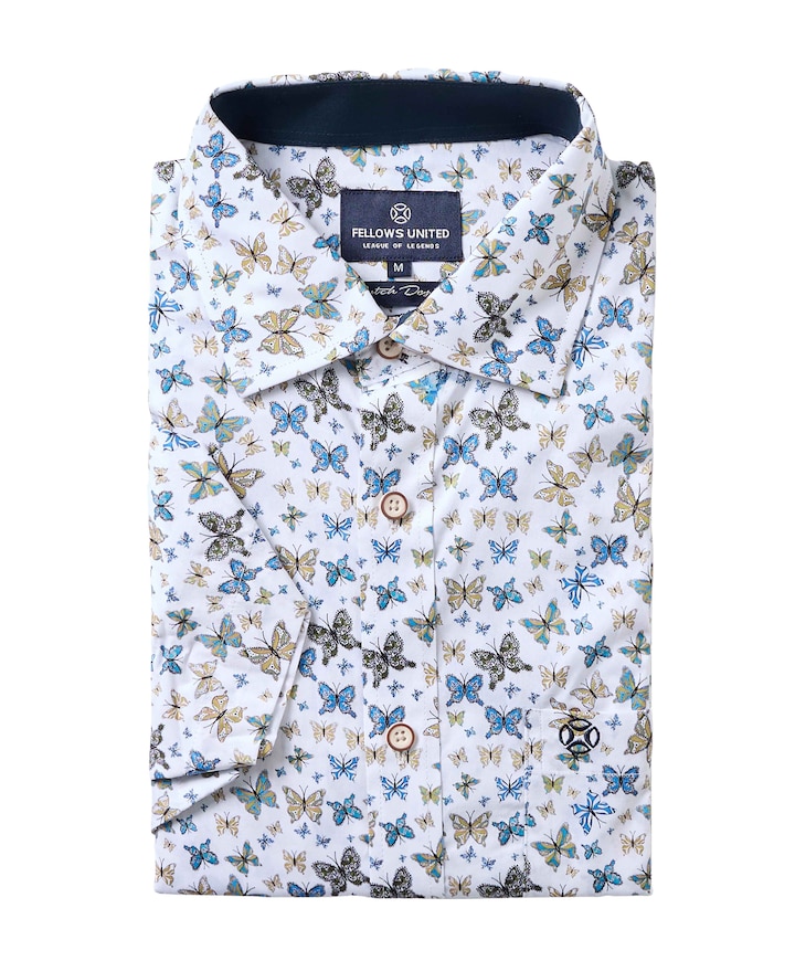 Heren overhemd korte mouw ecru