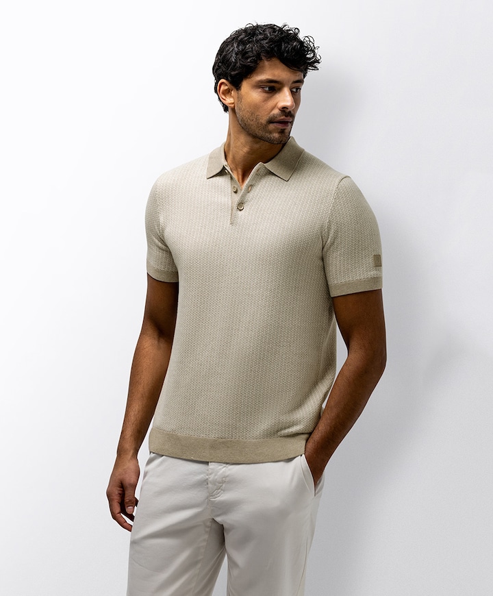 Heren polo beige