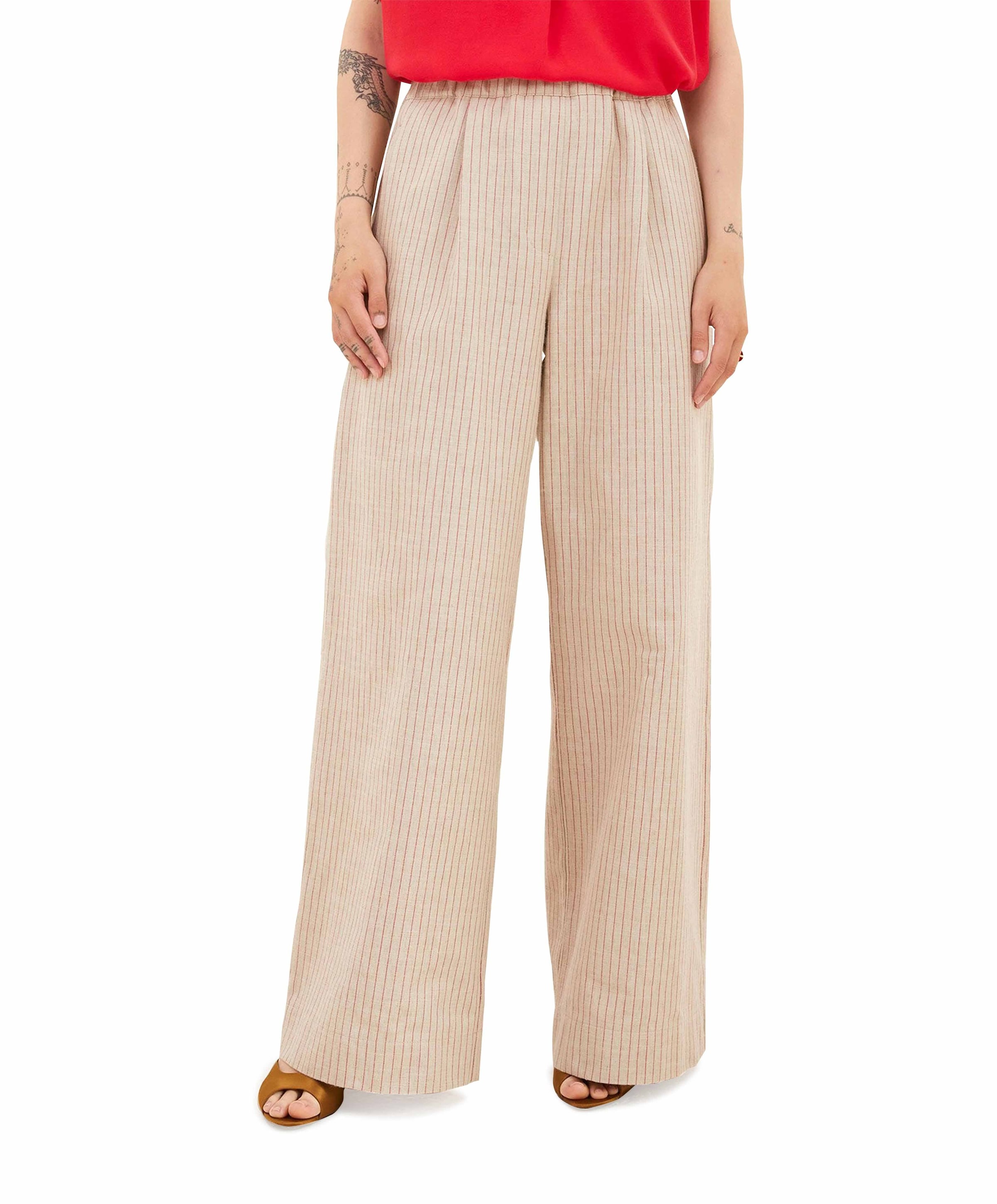 benji stripe pants dames broek rood