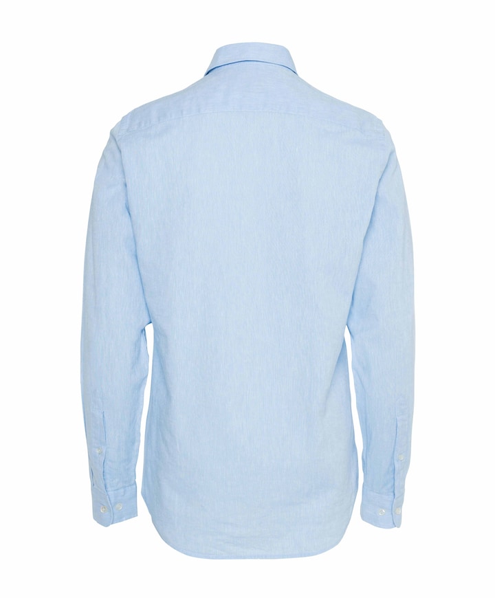 Heren overhemd lange mouw blauw